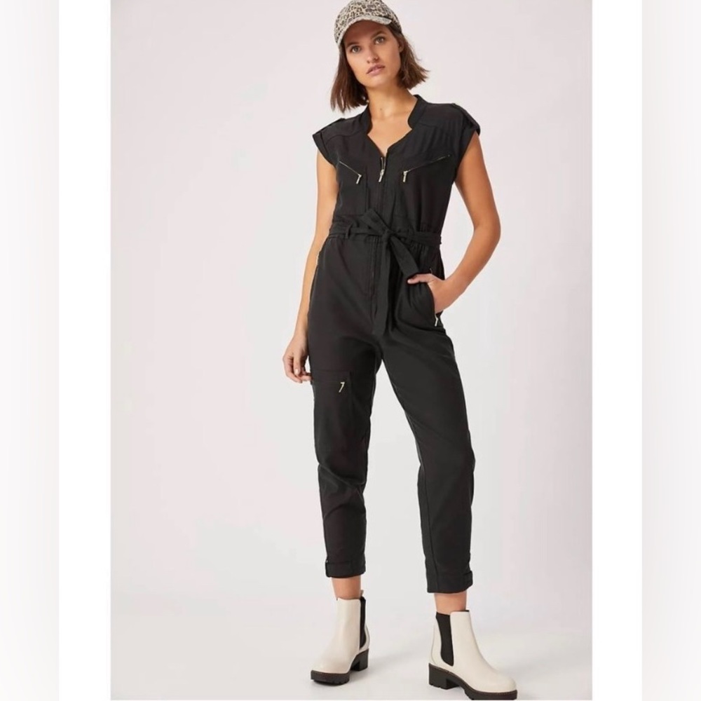 Anthropologie Halsey Black Utility Jumpsuit